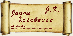 Jovan Kričković vizit kartica